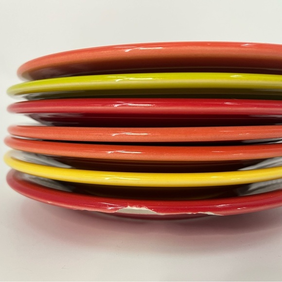 Fiesta Ware 7" LOT OF 6 Salad Bread Plate Red Orange Green - Picture 2 of 7